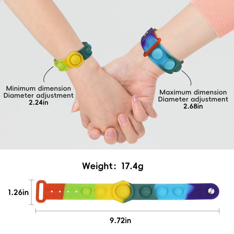 Silicone Bracelet Fidget Toy Push Pop Sensory Bubble Wristband Stress Relief Toys for Kids 2pcs /pack