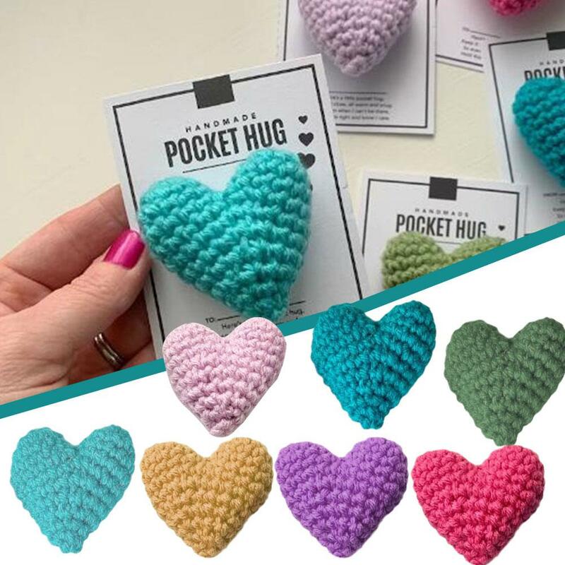 Heart Crocheted Heart Pocket Hug Gift Ornaments Knitted Heart Ornaments Small Gifts for Kids Crocheted Heart Pocket Hug Dol L4D3