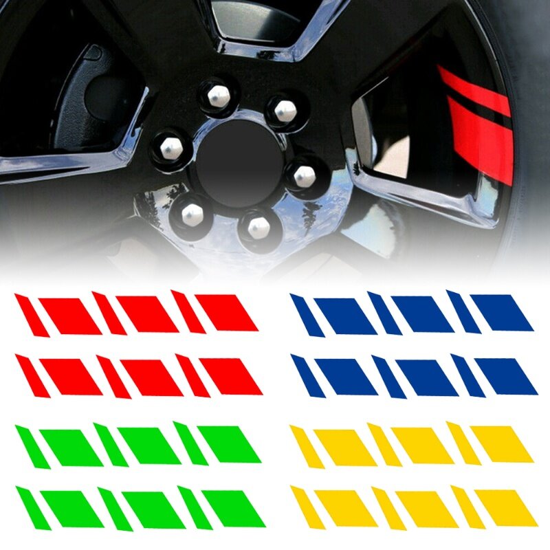 6Pcs Reflective Car Wheel Rim Vinyl Stickers Hash Mark Stripe Racing Wheel Hub Decals for Size 18" - 21" decorative sticker