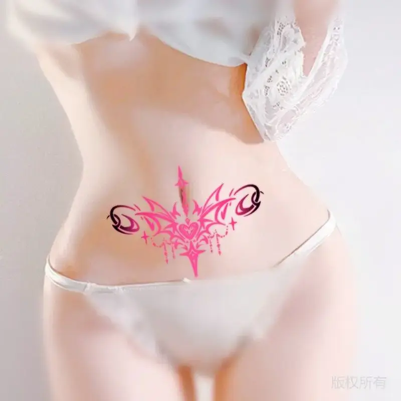 Arte de tatuaje temporal Succubus Sexy, dibujos animados, Anime, tatuaje falso, duradero, pegatina de Abdomen, Tatuajes Temporales impermeables