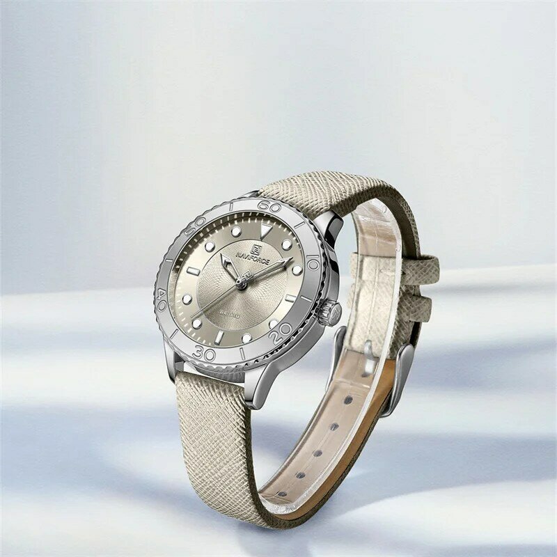 NAVIFORCE – montre-bracelet en cuir pour femmes, nouveau Design, mode, habillé, haute qualité, horloge décontractée, étanche