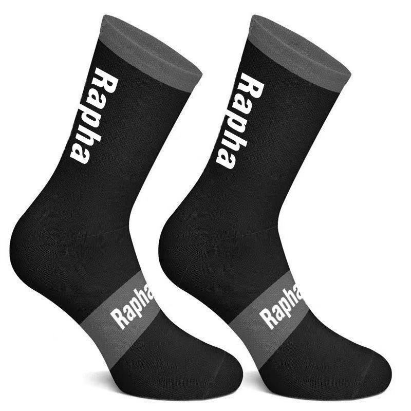 Raph-Calcetines de compresión para hombre y mujer, medias a rayas de 4 colores, resistentes al desgaste, para bicicleta de carretera, Color negro, 2023