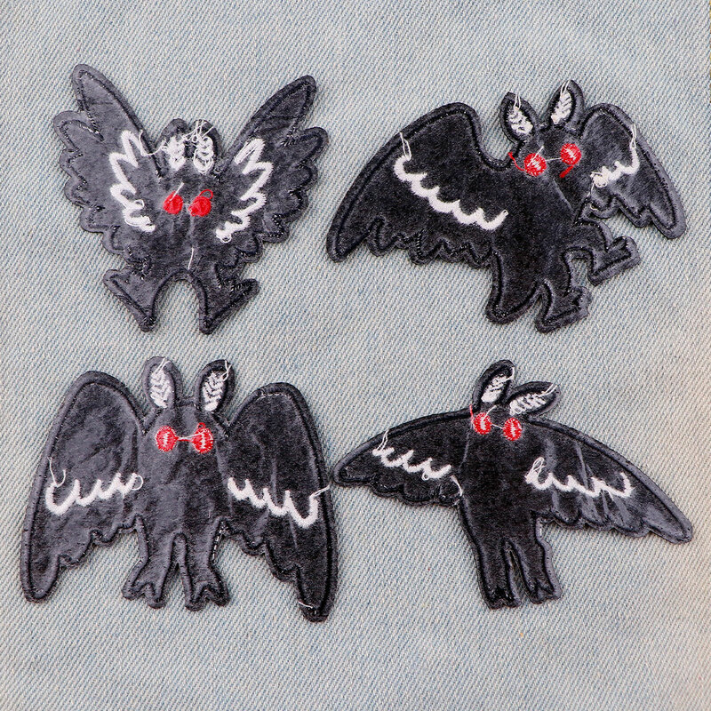 Black Moth Embroidered Magic Patch For Clothing T-shirt Bag Cute Patches On Clothes DIY Badges On Backpack