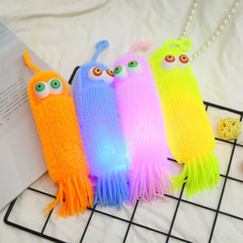 77HD Shining Toy Squeeze Toy Large pour le soulagement du stress des animaux Caterpillar Fluorescente