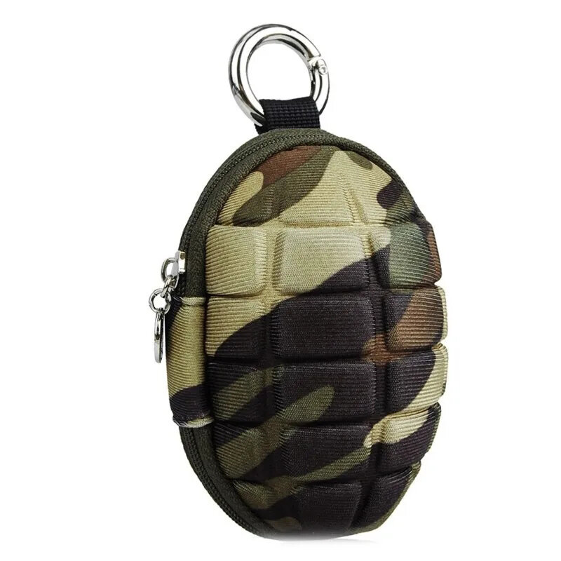 Tactical Grenade Shaped Style Key Wallets PU Leather Hand Zipper Car Coin Purse Knife Pouch Bag Keychain Holder Case Camouflage