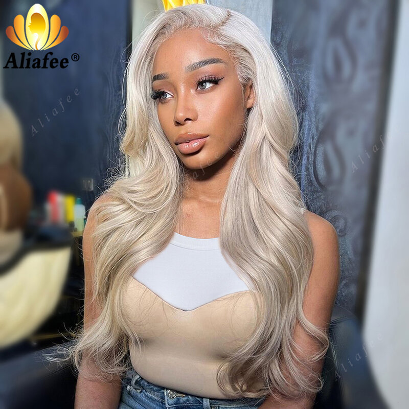 Ash Gray Blonde 13X6 Hd Lace Frontal Human Hair Wigs Body Wave Wigs Ash Gray Preplucked 13X4 Lace Front Human Hair Wig for Women