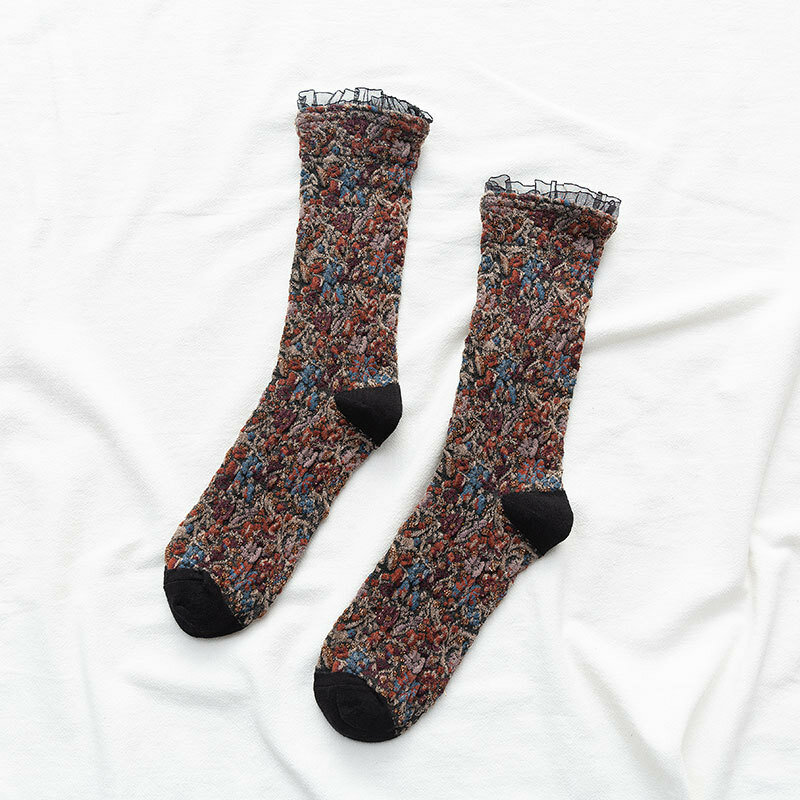 Outono e inverno manter quente lolita meias meias lolita japonês rendas bunching meias feminino meados de bezerro bonito plissado sexy meias