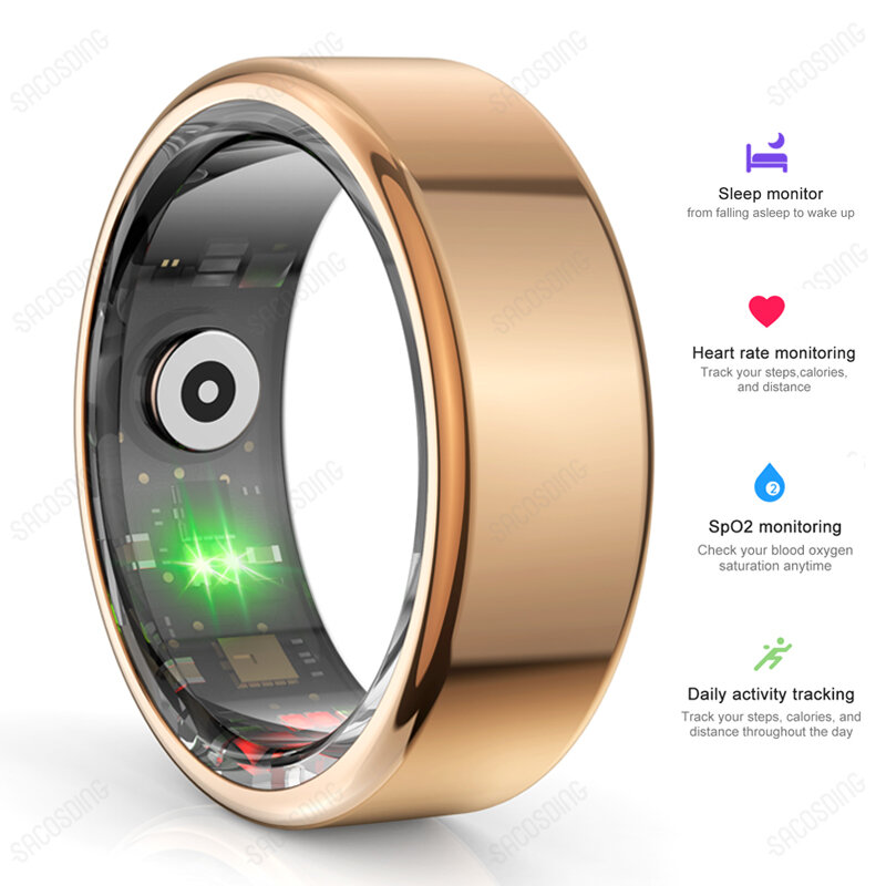 2024 Smart Ring Military Grade Titanium Steel Shell Health Heart Rate Monitor IP68 Waterproof Multi-sport Modes Ring Smart Men
