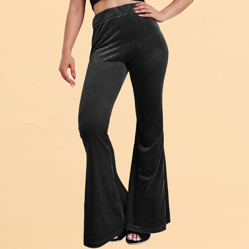 2023 Ladies Velvet Bell-bottoms elastico elastico a vita alta pantaloni a zampa di elefante pantaloni Casual donna recensioni coreane vestiti pantaloni donna