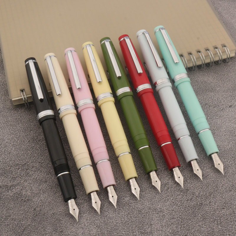 Jinhao-Caneta-tinteiro acrílica, caneta transparente, EF F Nib, material de escritório comercial, redação escolar, rotação de luxo, 82