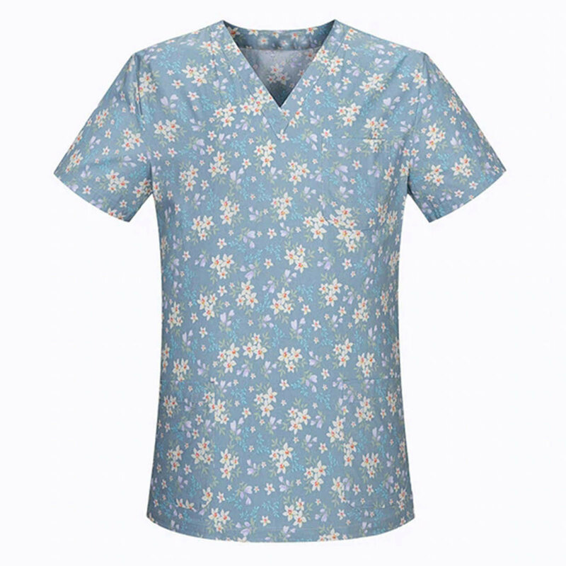T-shirt animale infermiera donna camicetta ospedaliera manica corta Carer abbigliamento da lavoro uniforme medica top clinica infermieristica assistenza sanitaria lavoro