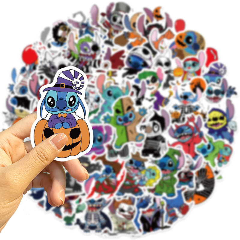 Pegatinas divertidas de personajes de Disney Stitch, calcomanías de dibujos animados de Halloween, grafiti, para teléfono, diario, portátil, 10/30/50 piezas