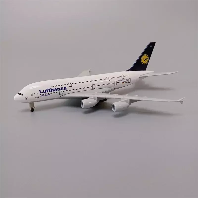 Lufthansa-avión aéreo de aleación de Metal de Alemania, modelo A380 de 18x20cm con ruedas, 380