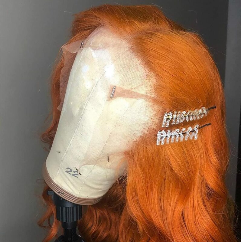 Imbirowa pomarańczowa koronkowa peruka z przodu 13x6 HD ludzki włos kość ciała fala 13x4 ludzkie włosy peruki typu Lace Front przezroczysta koronkowa peruka dla kobiet
