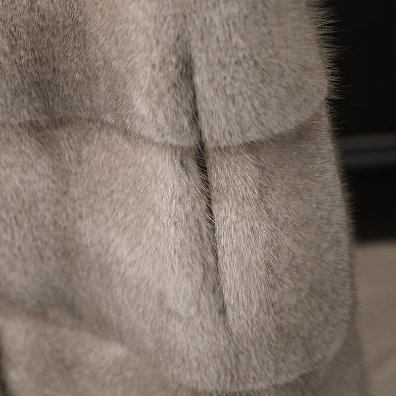 Casaco de vison pele longa colete de pele arrumado colete de pele 2023 roupas femininas outerwear casacos casaco de inverno novo gola