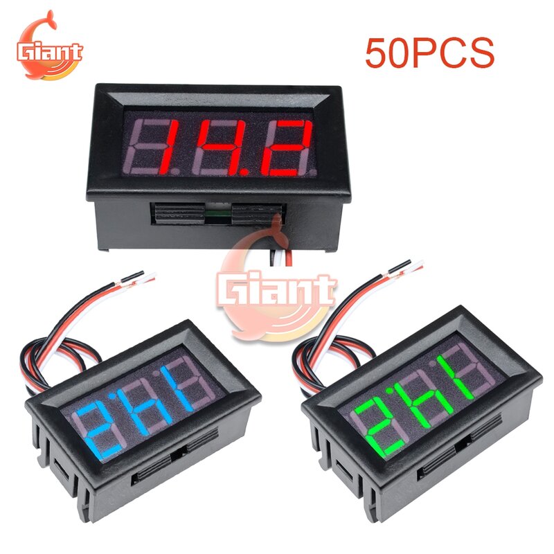 Ledディスプレイ付きデジタル電圧計,ピース/ロット0.56 ",0-30v,赤,青,緑,0.56インチ,電圧計,3線式,3電圧計