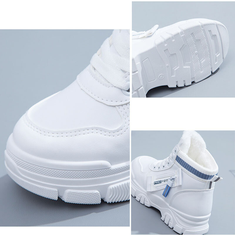 Sapatos de inverno das mulheres botas mulher 2021 grosso quente plataforma tênis feminino casual algodão branco curto tornozelo botas de mujer