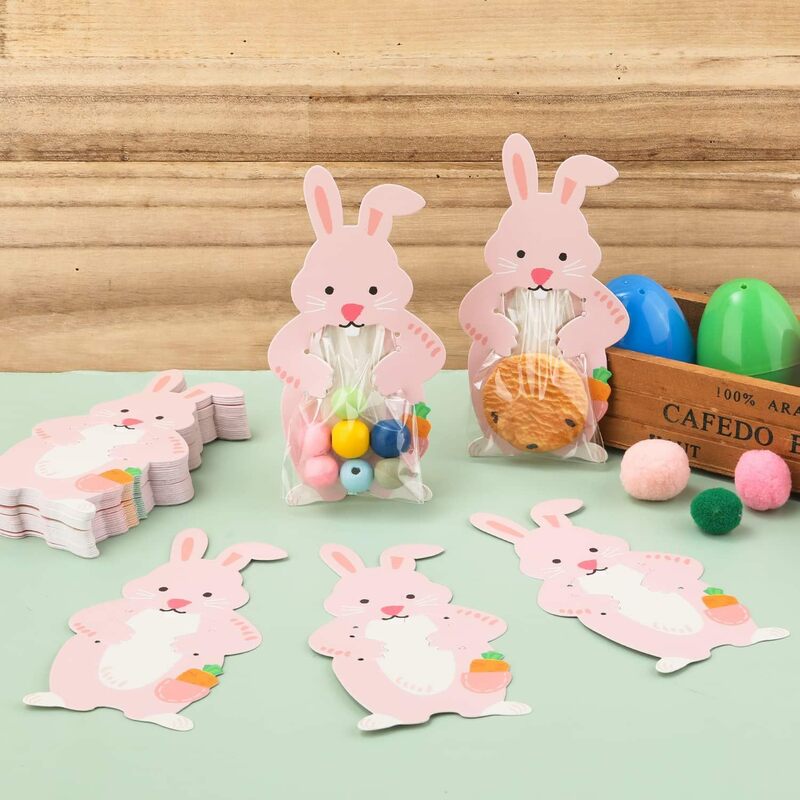 Cartoon Rabbit Candy Boxes for Kids, Lollipop Cards, Happy Easter, Spring Party Bag Decorações, Presentes DIY, Packaging Supply, 1 Pc