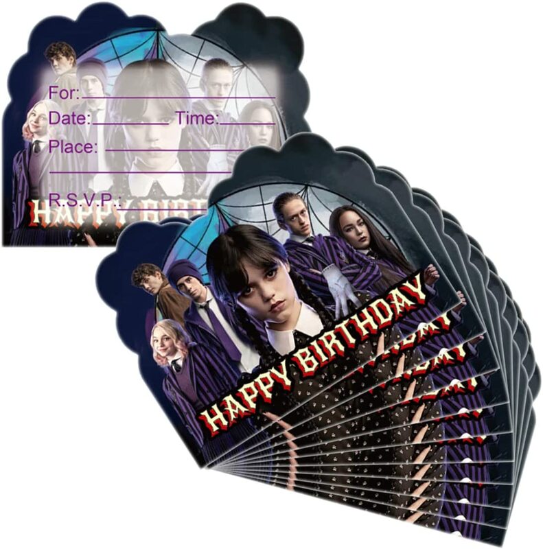 الأربعاء Addams بطاقات دعوة حفلة عيد ميلاد ، الأربعاء Addams لوازم حفلة عيد ميلاد ، لوازم تزيين حفلات الأطفال