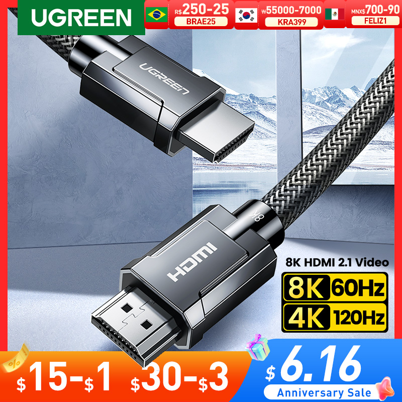UGREEN-Cable HDMI 8K para Xiaomi TV Box PS5, HUB USB Ultra alta velocidad, certificado 8K @ 60Hz, HDMI 2,1, 48Gbps, Dolby Vision HD