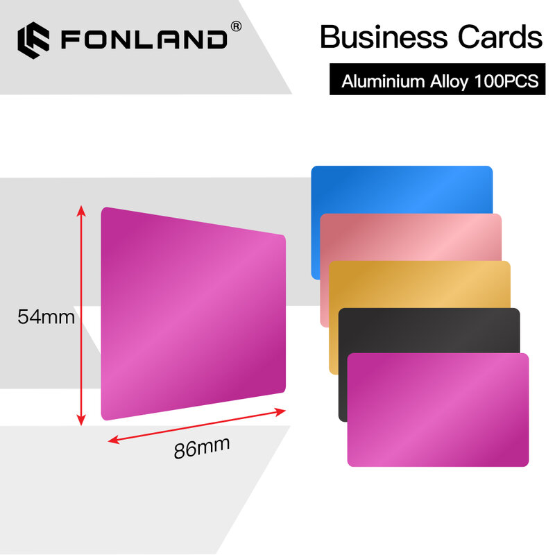 Fonland 100 teile/los Visitenkarten mehrfarbiges Aluminium legierung blech prüf material für Laser beschriftung maschine