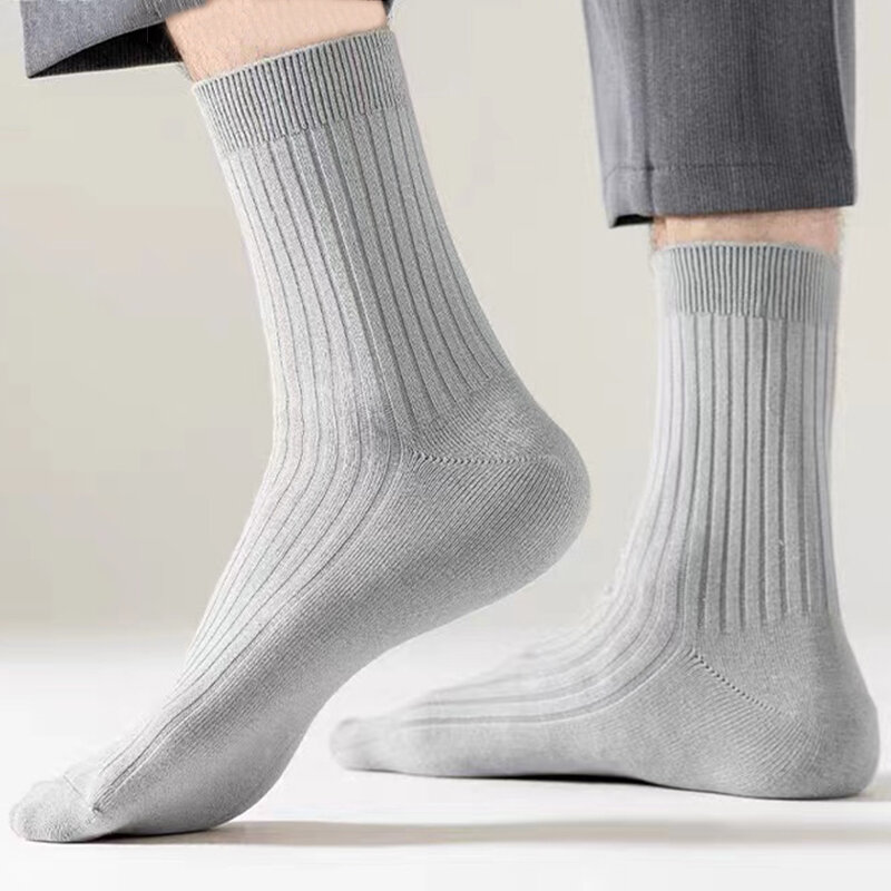 Lkwder ถุงเท้ายาวสำหรับผู้ชาย, ถุงเท้ายาวคอตตอนแท้เหมาะสำหรับใส่ทำงานขนาด35-45เหมาะสำหรับฤดูใบไม้ร่วงและฤดูหนาว