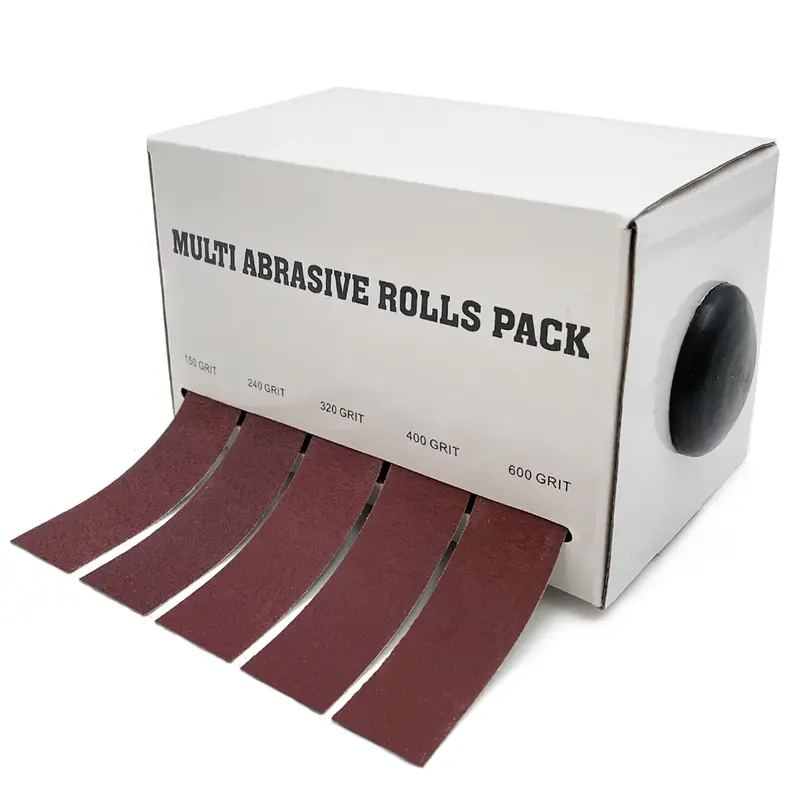 5 Roll Grits Sandpaper Dry Grinding Emery Sanding Belt Drawable Abrasive Paper Pack with Dispenser   Cloth