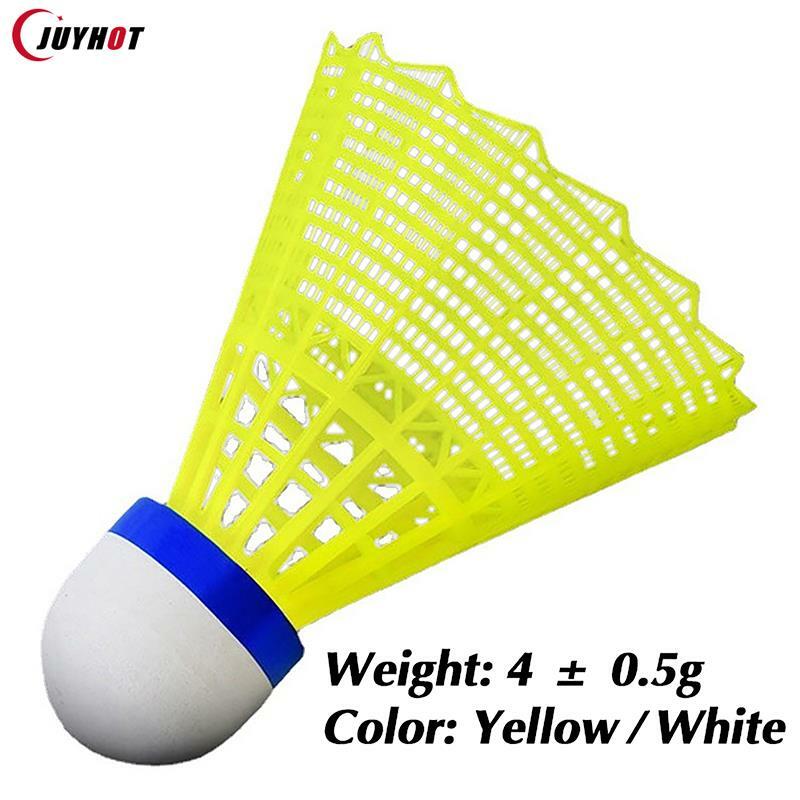 耐久性のあるプラスチック製バドミントンボール、黄色と白、学生用ナイロンボール、屋外トレーニング用、1個