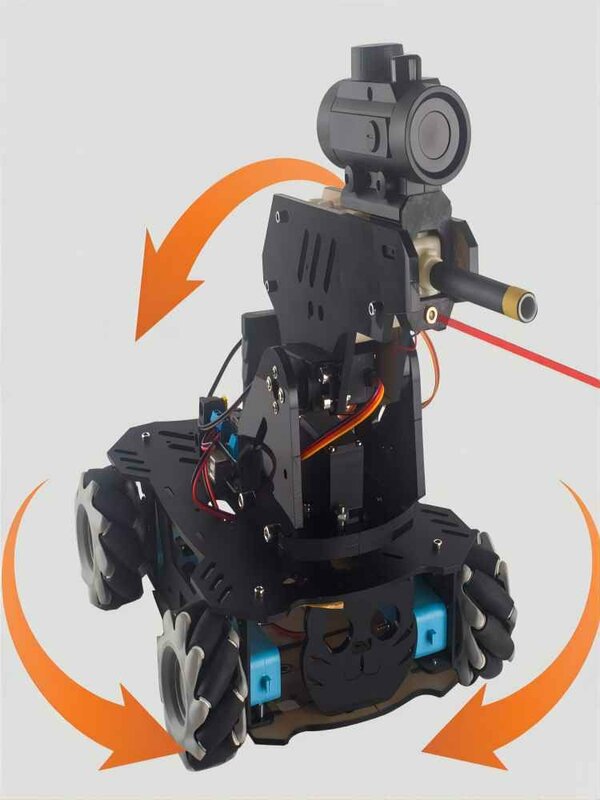 Châssis de bataille de robot à roue mécanique RC avec tête laser, voiture à odor, kit de bricolage robot Ardu37, kit de projet programmable, précieuse