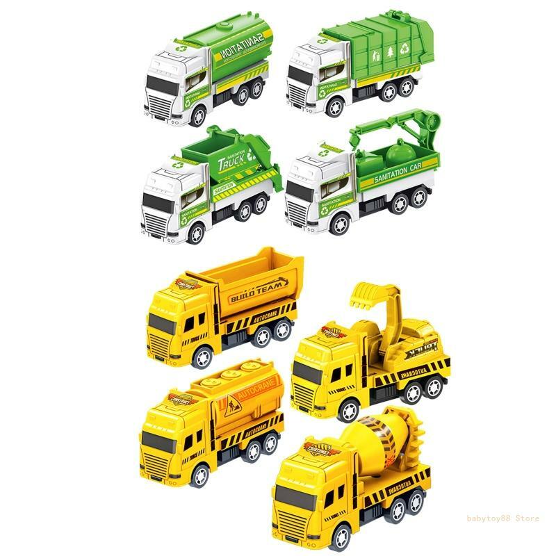 Y4UD سيارة البناء لعبة طفل التراجع لعبة السيارة نماذج من الشاحنات البلاستيك الاحتكاك الجمود سيارة للأطفال الصغار الأولاد 3/4/5