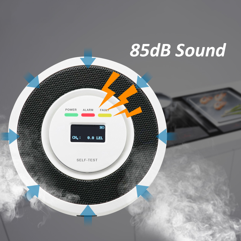 Detektor Alarm api 85dB sensitif LPG Gas alami kebocoran baterai tampilan Digital bertenaga untuk perlindungan keamanan rumah