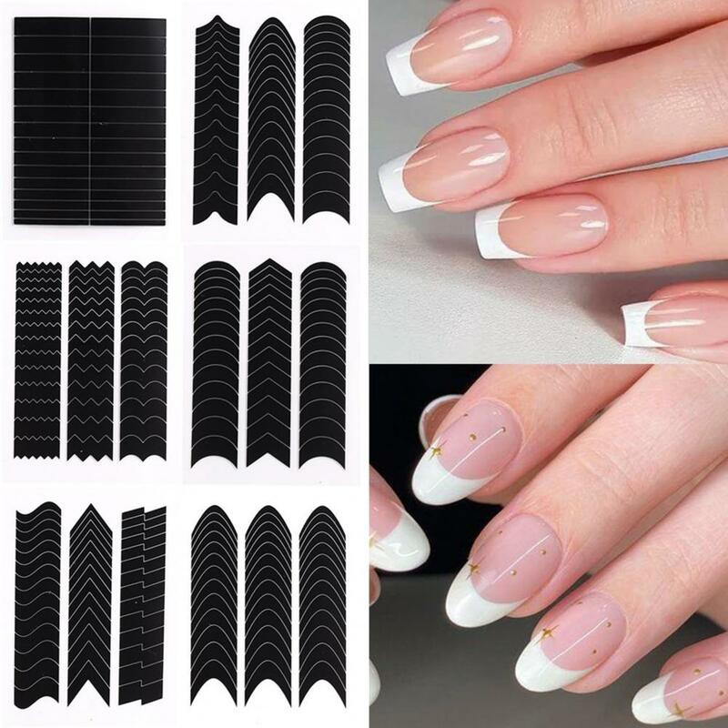 Adesivi per unghie per unghie da toelettatura adesivi per Stencil per Nail Art strumenti per Manicure fai da te per disegni di Spray obliqui ondulati forma di linea per unghie
