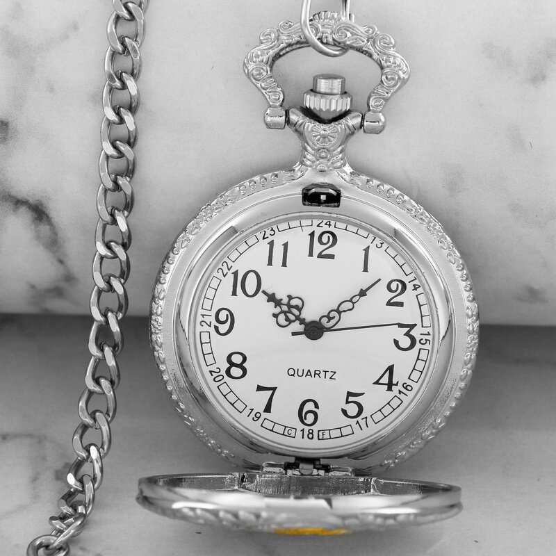 Personalised Silver Gold Train Quartz Pocket Watch Punk Antique Men's Women Pendant Pocket&Fob Chain Necklace Watches