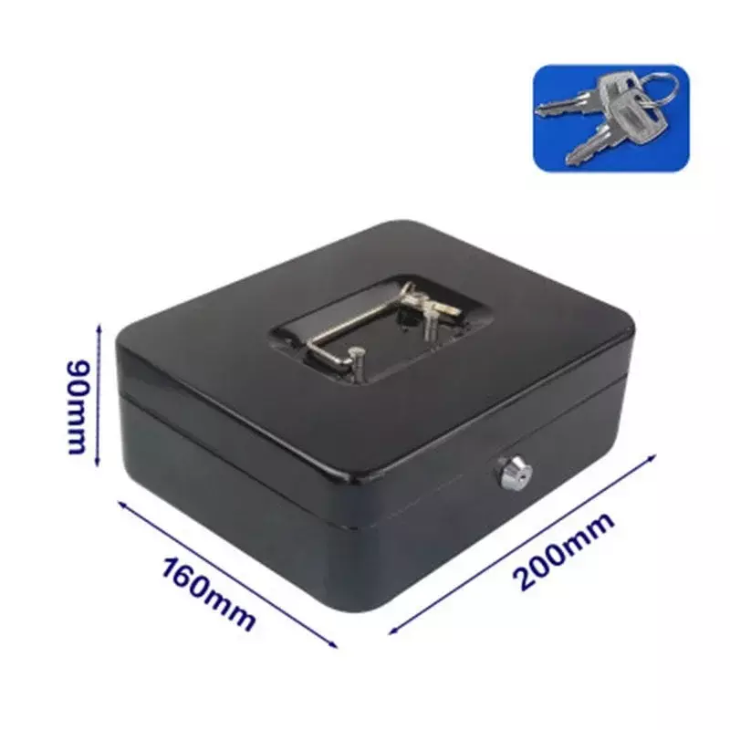 Portable Key Lock Safe for Home Store, Mini Cash Box, Security Storage Box, Hidden Change Jóias, Preto e Azul, Money Box