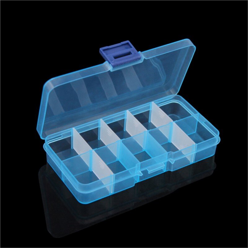 Organizador de puntas de uñas de plástico colorido transparente, estuche de maquillaje, soporte de almacenamiento, 10 ranuras, 5 unidades por lote