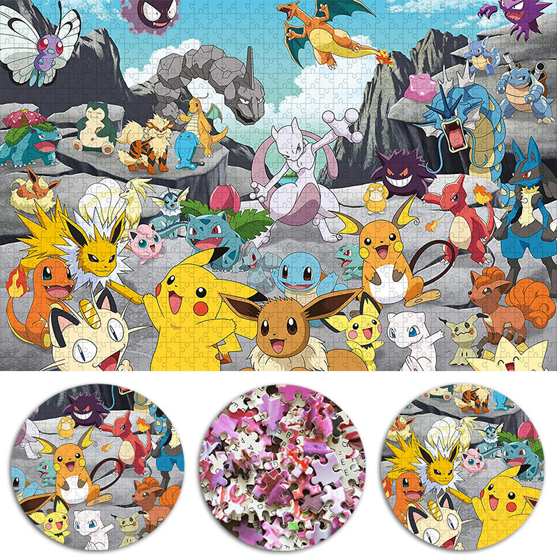 Rompecabezas de Pokémon Pikachu para niños, juguetes educativos de entretenimiento de dibujos animados, regalos de cumpleaños, 35/300/500/1000 piezas