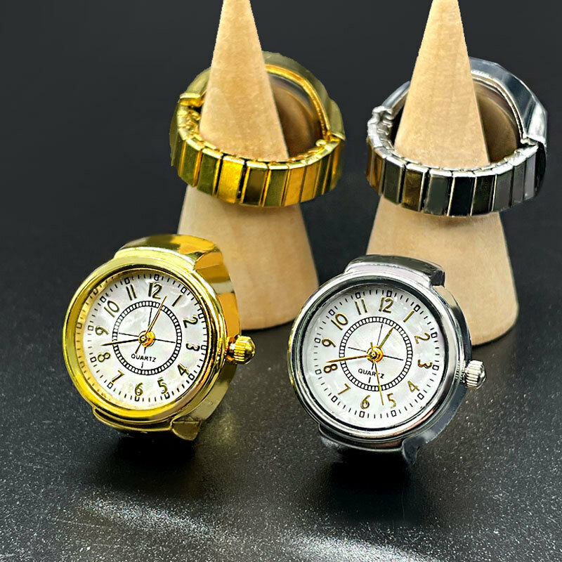 Finger Watches Selling Round Golden Silvery Quartz Men's And Women's Simple Ring Watches