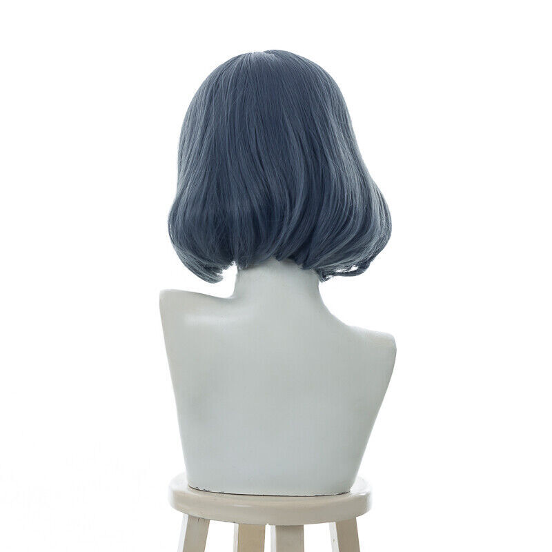 Anime Black Clover Nero Cosplay Wigs 35cm Short Mixed Blue Synthetic Bob Hair