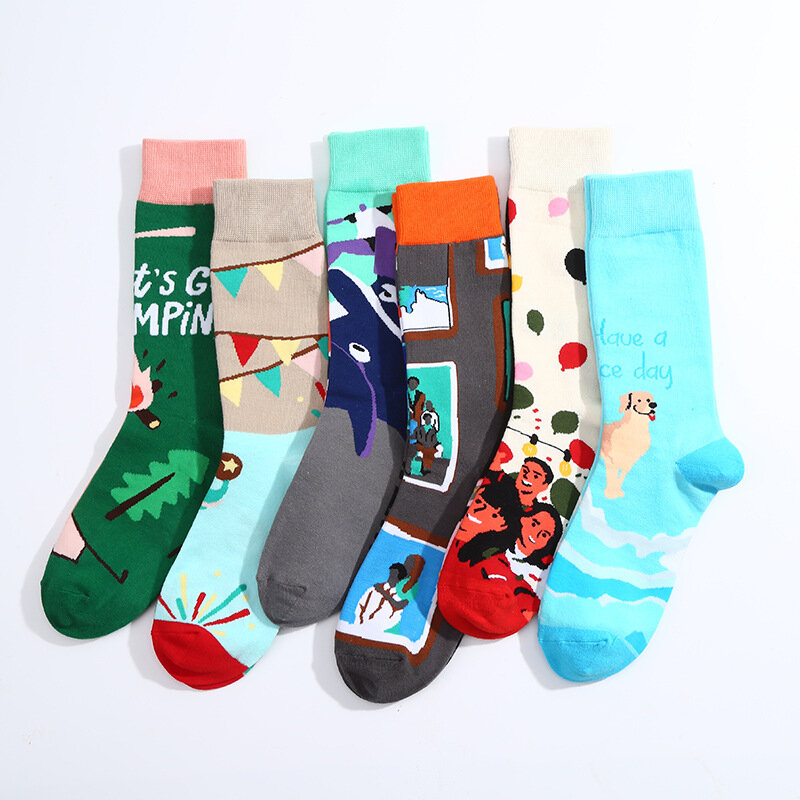 New European and American AB face mid tube trendy socks for women, trendy street cotton socks for men