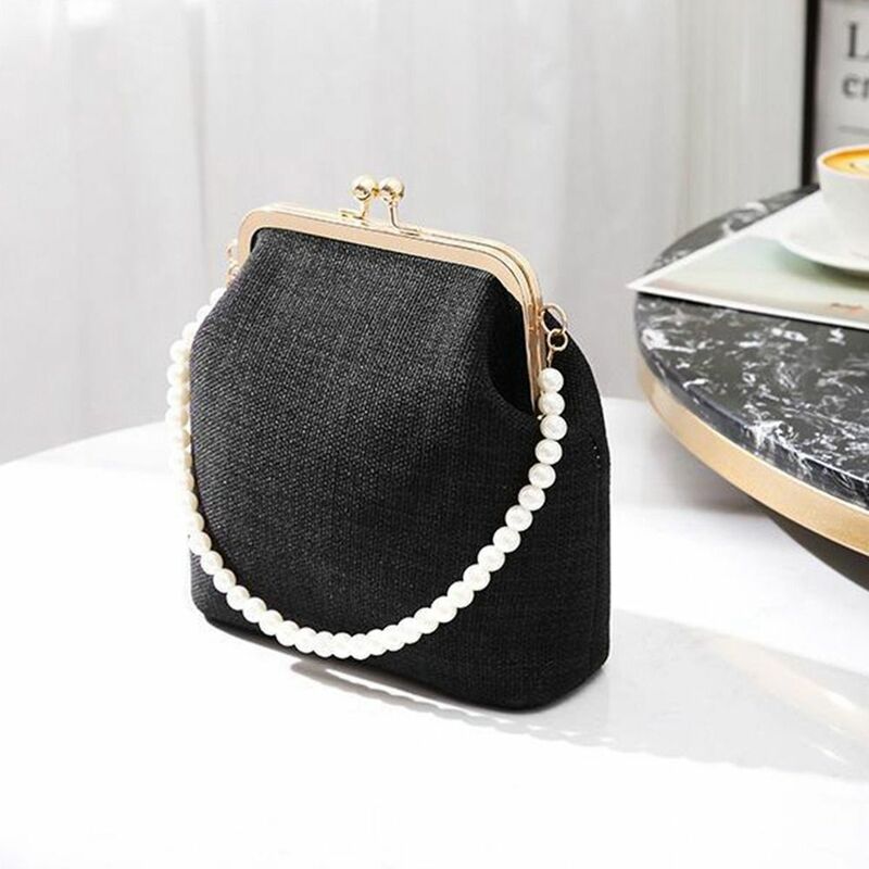Borsa a conchiglia con catena di perle borsa a tracolla in tela di moda Mini borsa a catena di perle ragazze