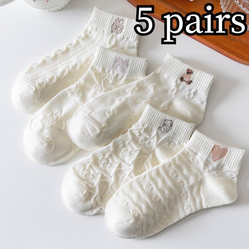 Носки женские с перфорацией в японском стиле, 5 пар