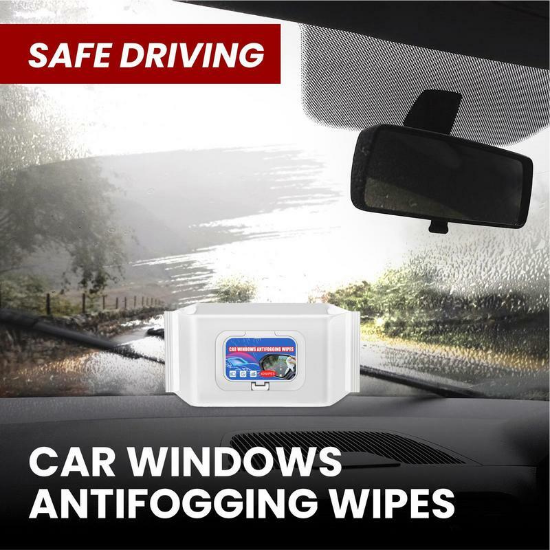 40pcs Anti Fog Wipes Car Windshield Multi-Surface Glass Cleaning Wipes Anti Fog Glass Window Cleaner Wipes Glass Care Supplies