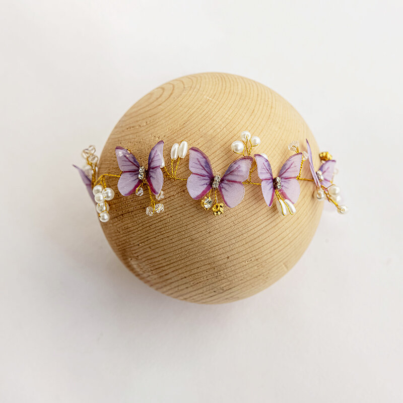 Повязка на голову для фотосъемки новорожденных бабочка искусственный цветок украшение регулируемый реквизит для девочек студийные аксессуары для фотосъемки