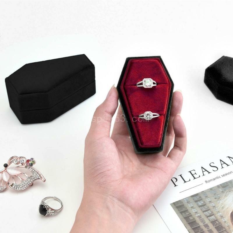Caixa anéis veludo chique recipiente jóias caixa anéis caixão para cerimônia casamento