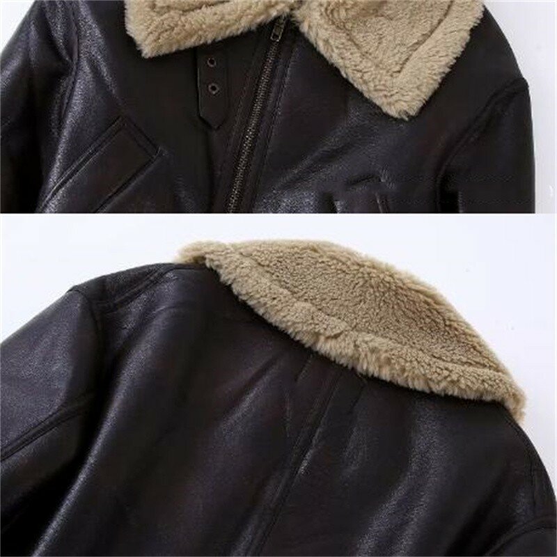 ZXRYXGS zimowe Superior miękkie kurtki skórzane z Pu z imitacji futra z kołnierzykiem z klapami zagęszczone kurtki damskie 2024 nowy modny ciepły płaszcz