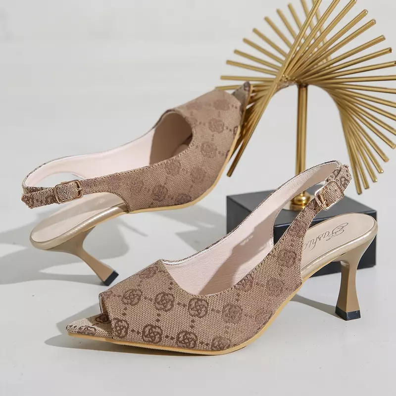 Sepatu hak tinggi musim panas untuk wanita Pumps mode cetak mewah sepatu wanita hak tinggi Mary Jane sepatu Zapatos De Mujer