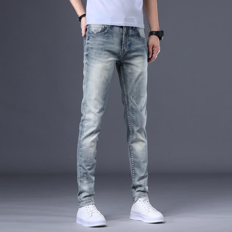 Высококачественные мужские джинсы на весну и лето, повседневные облегающие джинсовые осенние винтажные дизайнерские брюки, мужские Роскошные Дизайнерские мужские джинсы