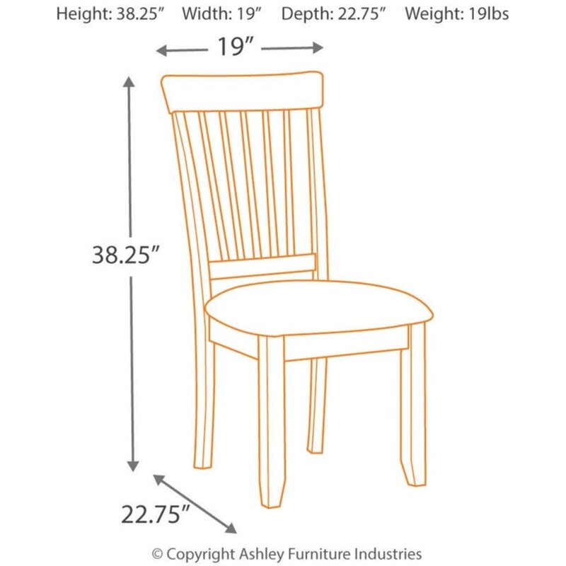 Berringer-Cadeira De Jantar Rústica com Almofadas, Cadeiras Marrons, 2 Contagem, 18 in