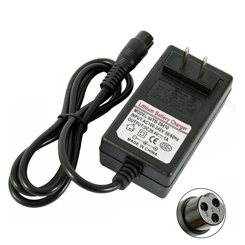 Carregador de bateria elétrico do "trotinette", adaptador do poder para a lâmina E100, E125, E150, E175, E500, 3 pinos, conector Inline, 3.3 FT, 24V