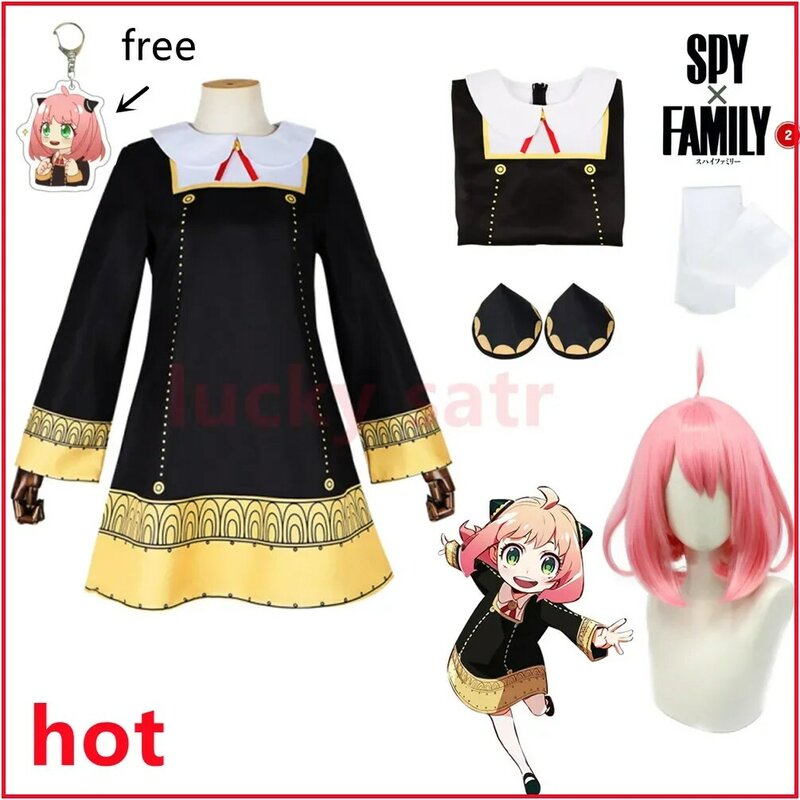 Anya Forger Cosplay Anime Spy X Family Anya Forger Cosplay Costumes Children Halloween Ania Cosplay Uniform Wig Christmas